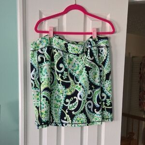 Talbots Green and Black Paisley Mini Skirt